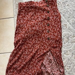 Nectar Clothing Rust Midi Skirt